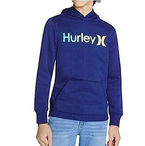 Hurley Big Boys' Navy Blue Graphic Fleece Pullover Hoodie